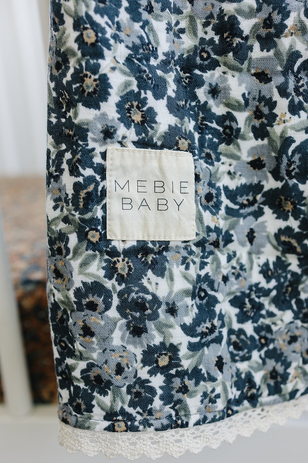 Mebie Baby Liberty Floral + Coastal Plaid Lace Muslin Quilt - 