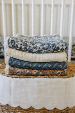 Mebie Baby Liberty Floral + Coastal Plaid Lace Muslin Quilt - 