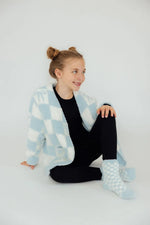 Mila & Rose ® Light Blue Checker Bow Cozy Cardigan - 