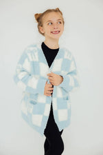 Mila & Rose ® Light Blue Checker Bow Cozy Cardigan - 