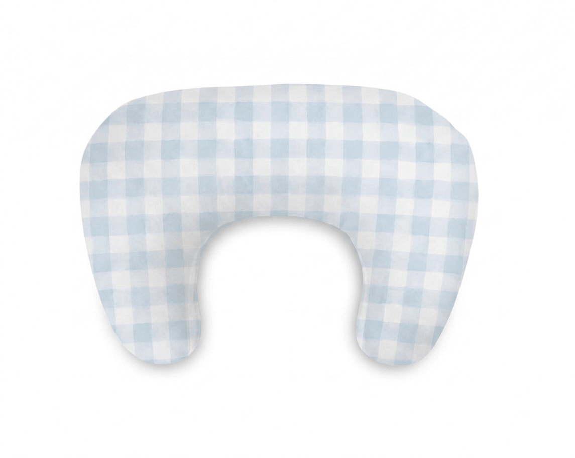 Little Mae & Co Light Blue Checkered Ruffle Nursing Pillow CoverEveretts Place