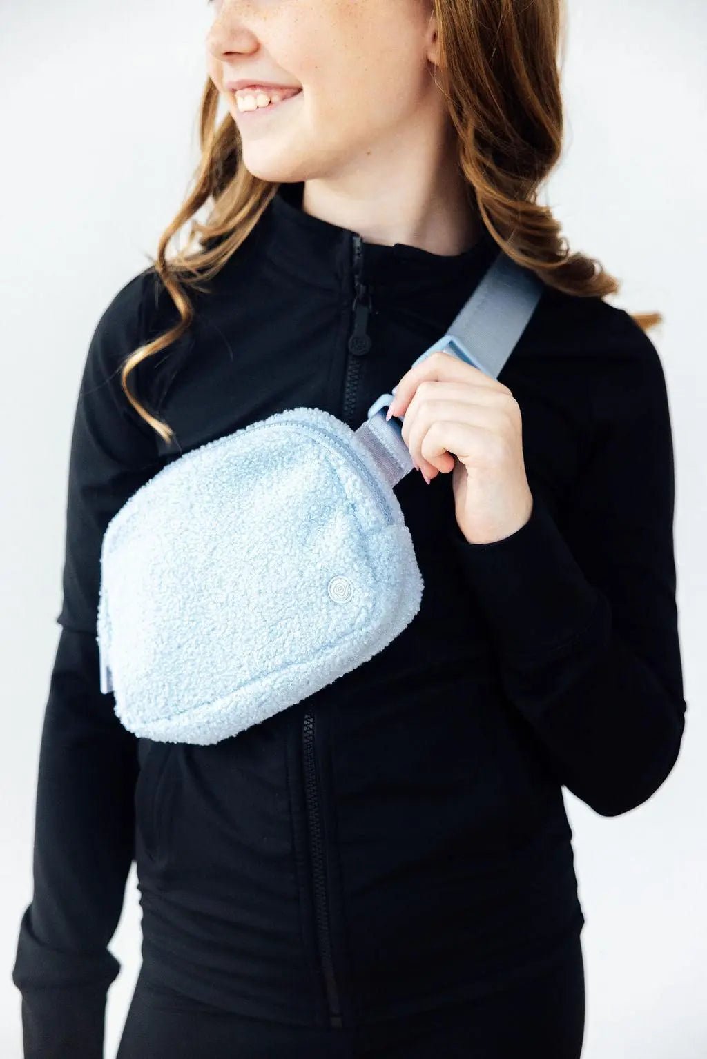 Light Blue Fleece Belt Bag - Wool, Woolen, Winter, Knit cap, Beanie | Everetts Place