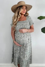 PinkBlush Light Blue Floral Ruffle Maternity Midi Dress - 
