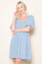 PinkBlush Light Blue Floral Smocked Tie Back Maternity Dress - 