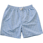 Mebie Baby Light Blue Gingham Mens Swim Shorts Lightweight Beachwear For Summer - 