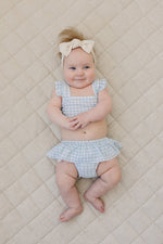 Mebie Baby Light Blue Gingham Ruffle Bikini Set - 