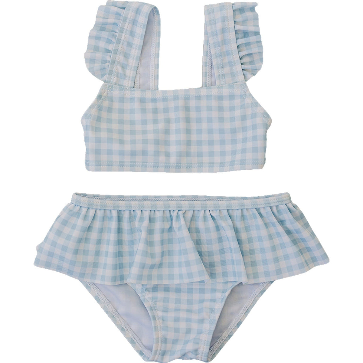 Light Blue Gingham Ruffle Bikini Set - Baby & Toddler Clothing, Child, Plaid, Swimwear, Top | Everetts Place