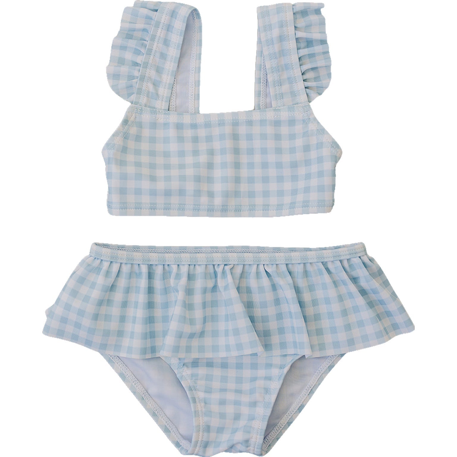 Light Blue Gingham Ruffle Bikini Set - Baby & Toddler Clothing, Child, Plaid, Swimwear, Top | Everetts Place