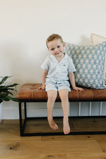 Mebie Baby Light Blue Gingham Short Pajama Set Mommy and Me for Women and Girls - 
