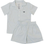 Mebie Baby Light Blue Gingham Short Pajama Set Mommy and Me for Women and Girls - 