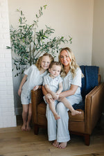 Mebie Baby Light Blue Gingham Short Pajama Set Mommy and Me for Women and Girls - 