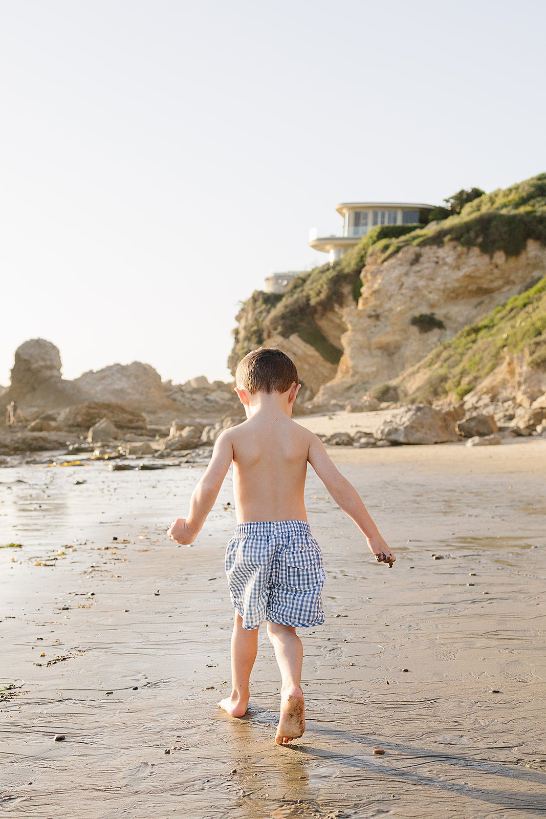 Mebie Baby Light Blue Gingham Swim Shorts - 