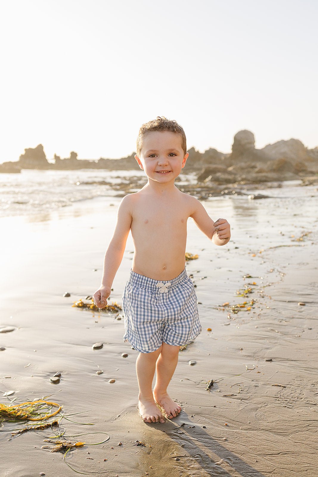 Mebie Baby Light Blue Gingham Swim Shorts - 