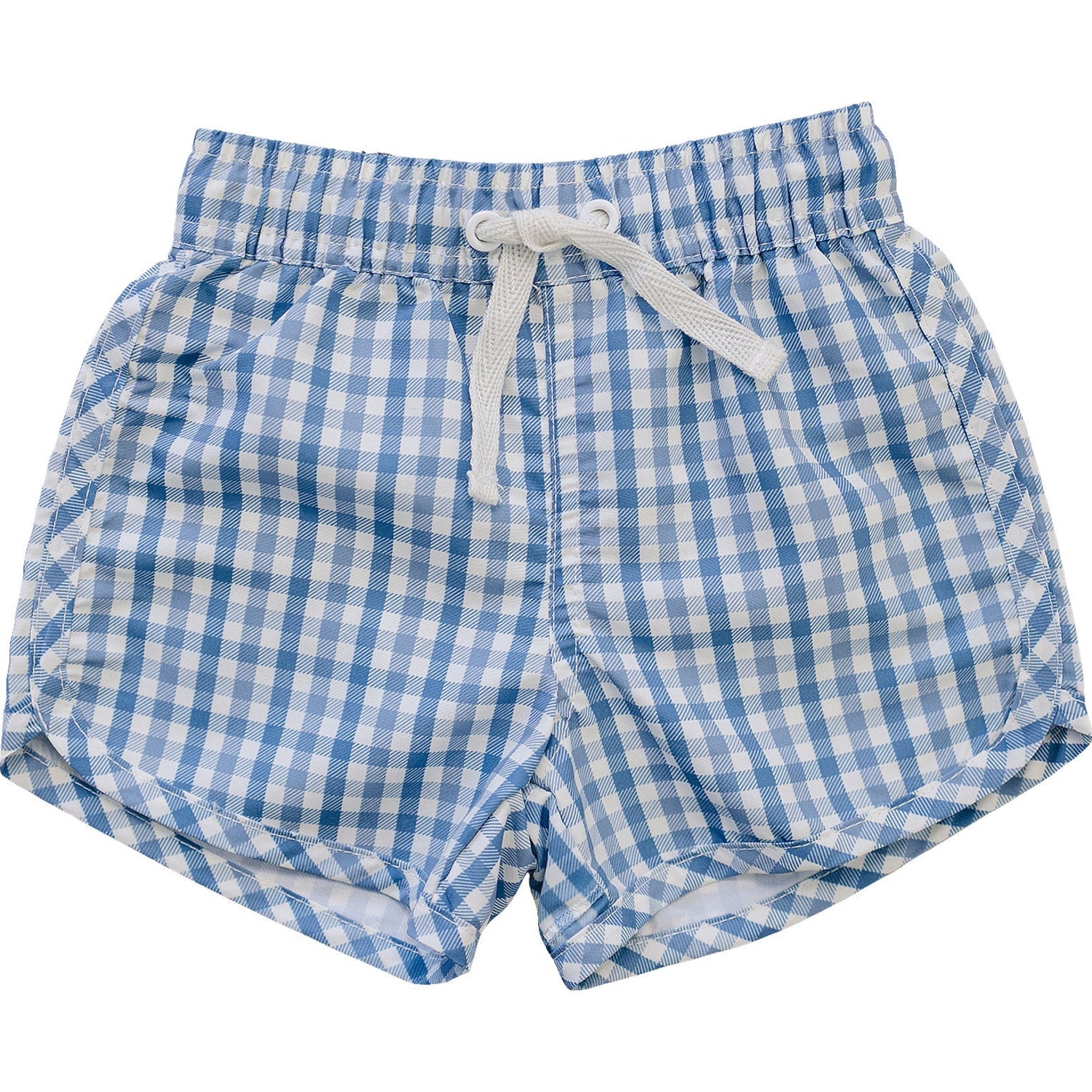Light Blue Gingham Swim Shorts - White, Plaid, Active Shorts, Baby & Toddler Clothing, Trunks | Everetts Place