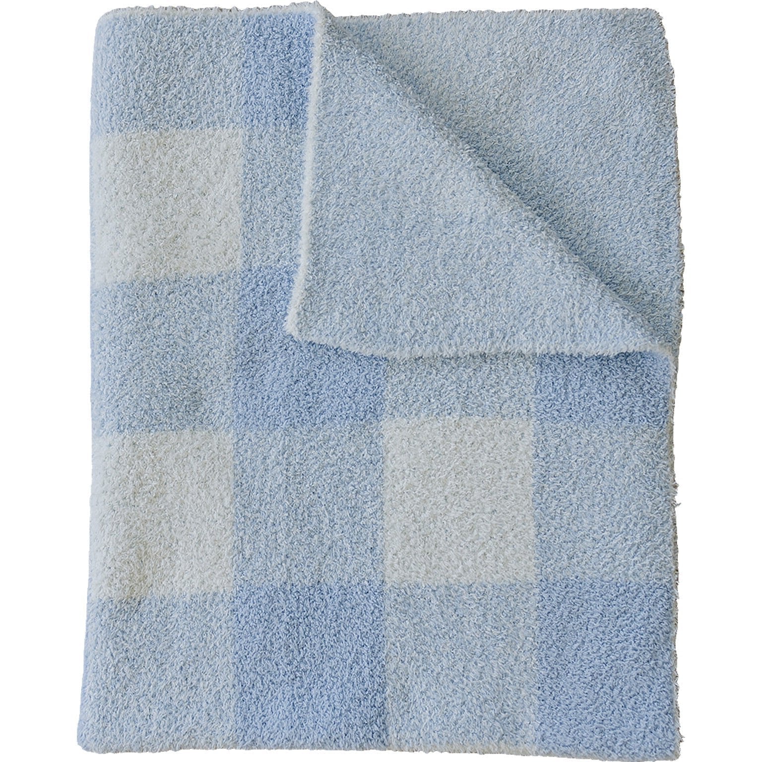 Mebie Baby Light Blue Plaid Plush Blanket - 