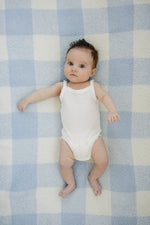 Mebie Baby Light Blue Plaid Plush Blanket - 