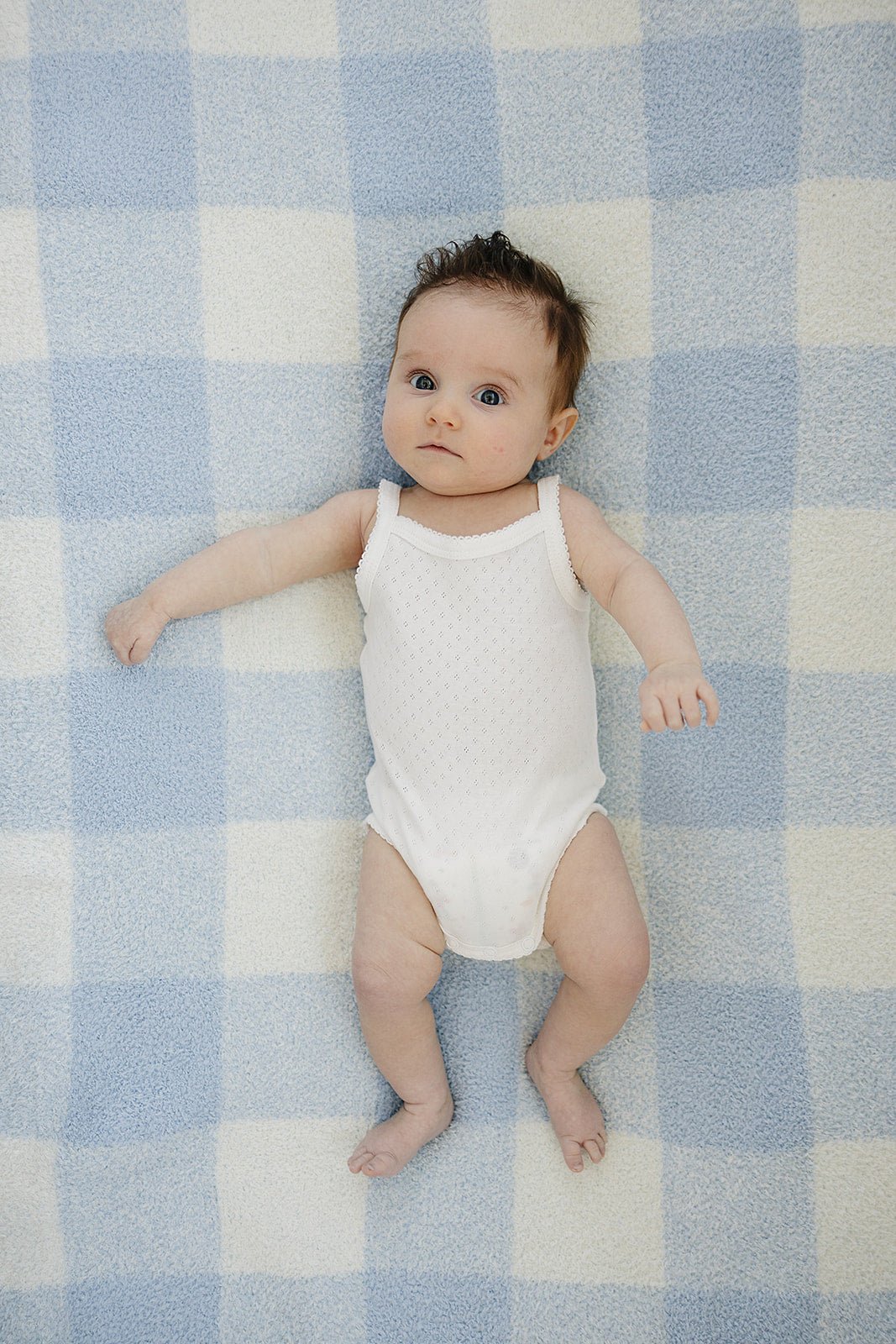 Mebie Baby Light Blue Plaid Plush Blanket - 
