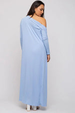 PinkBlush Light Blue Ribbed Sleeveless Dress Cardigan Set - 