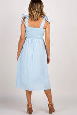 PinkBlush Light Blue Strap Tie Smocked Dress - 