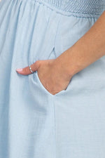 PinkBlush Light Blue Strap Tie Smocked Maternity Dress - 