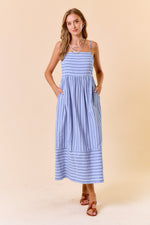 PinkBlush Light Blue Striped Sleeveless Maternity Maxi Dress