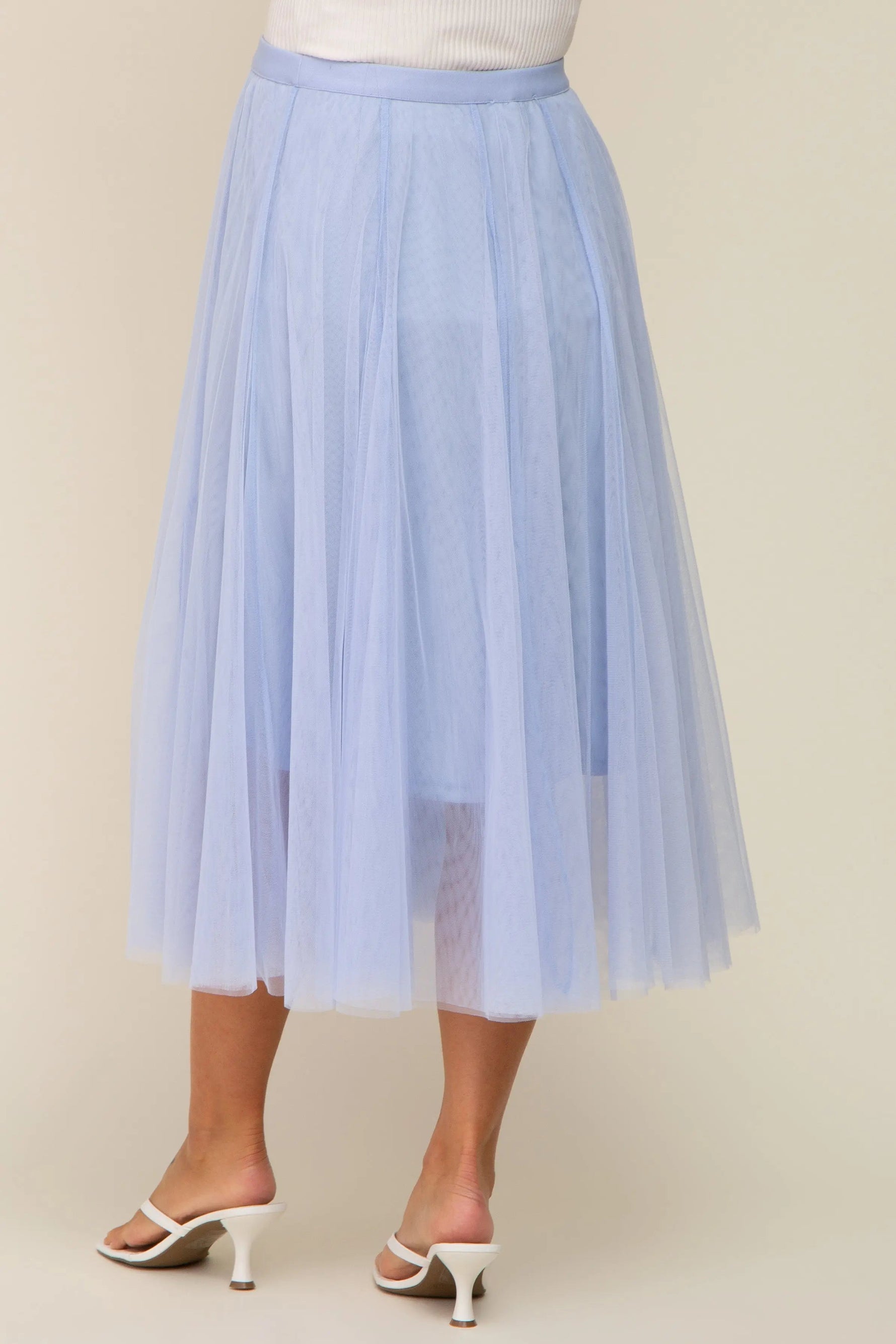 PinkBlush Light Blue Tulle Maternity Midi Skirt - 