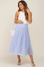 PinkBlush Light Blue Tulle Maternity Midi Skirt - 