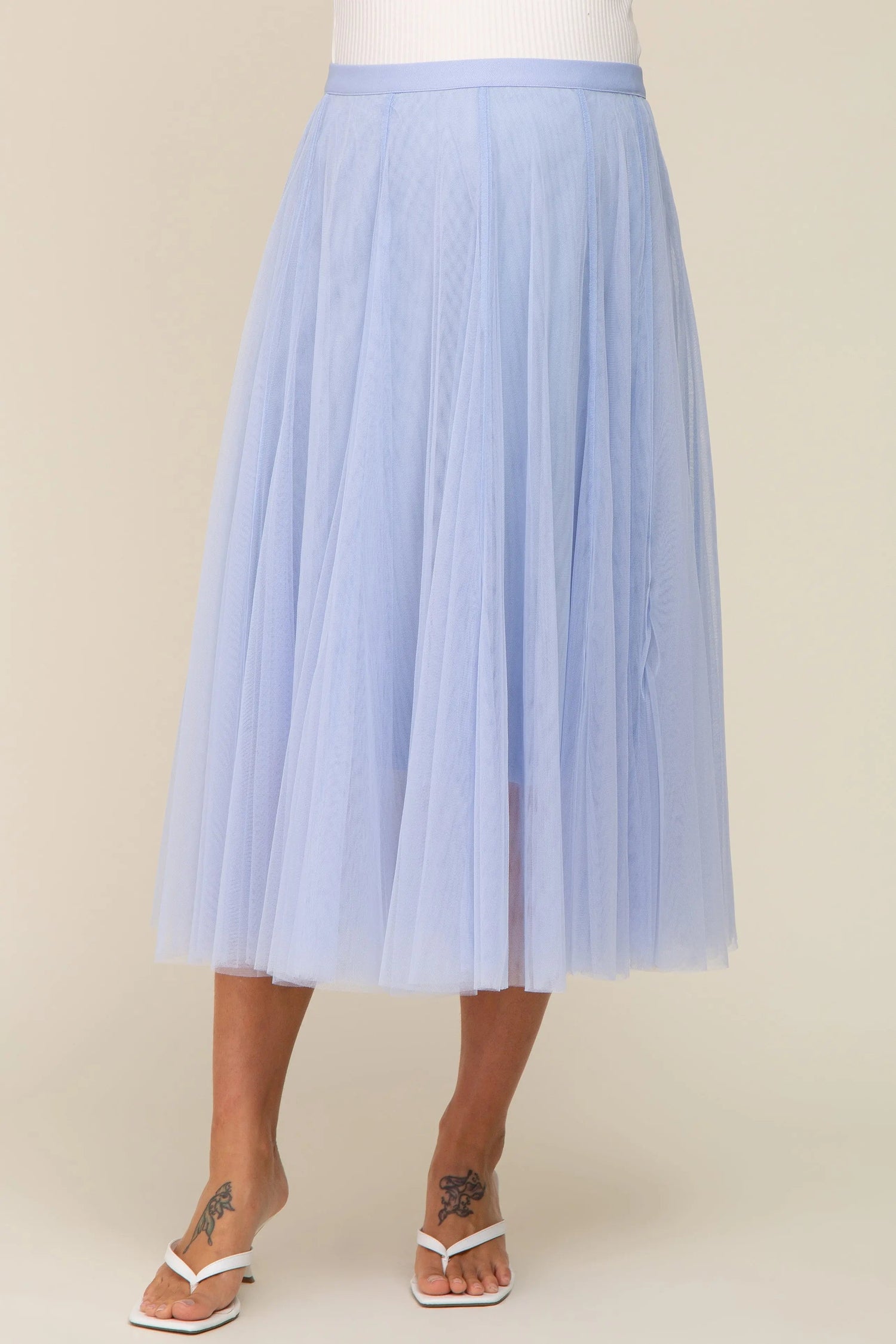 PinkBlush Light Blue Tulle Maternity Midi Skirt - 