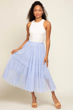 PinkBlush Light Blue Tulle Midi Skirt - 