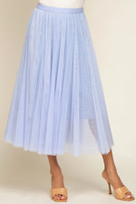 PinkBlush Light Blue Tulle Midi Skirt - 