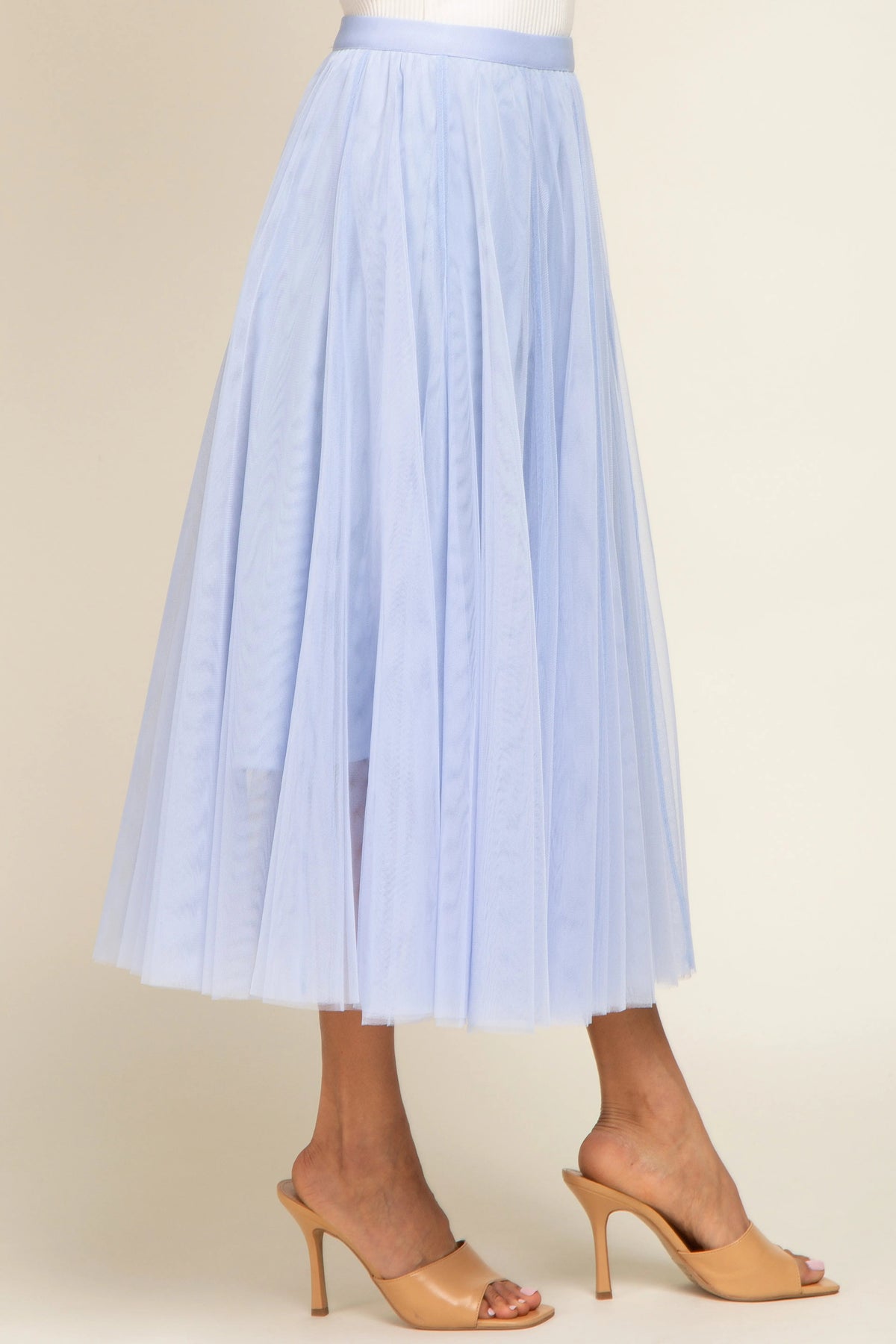 PinkBlush Light Blue Tulle Midi Skirt - 
