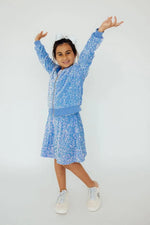 Mila & Rose ® Light Blue Velvet Sequin Twirl Skort - 