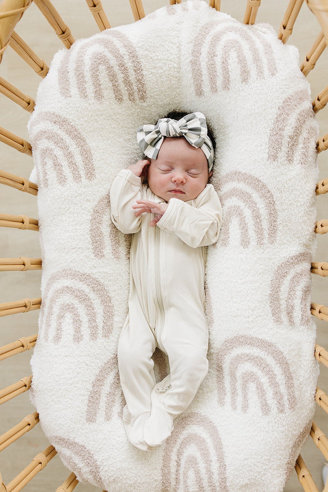 Mebie Baby Light Green Checkered Bamboo Head Wrap One Size Fits Newborns And Up - 