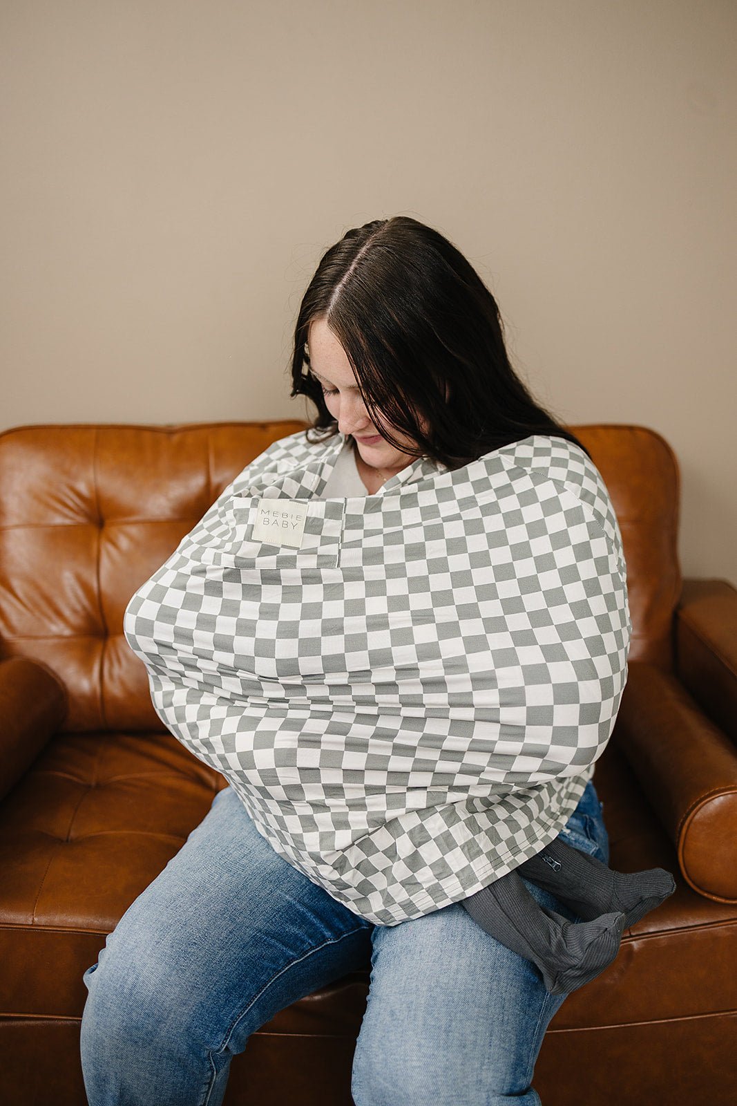 Mebie Baby Light Green Checkered Bamboo Multi - Use Cover - 