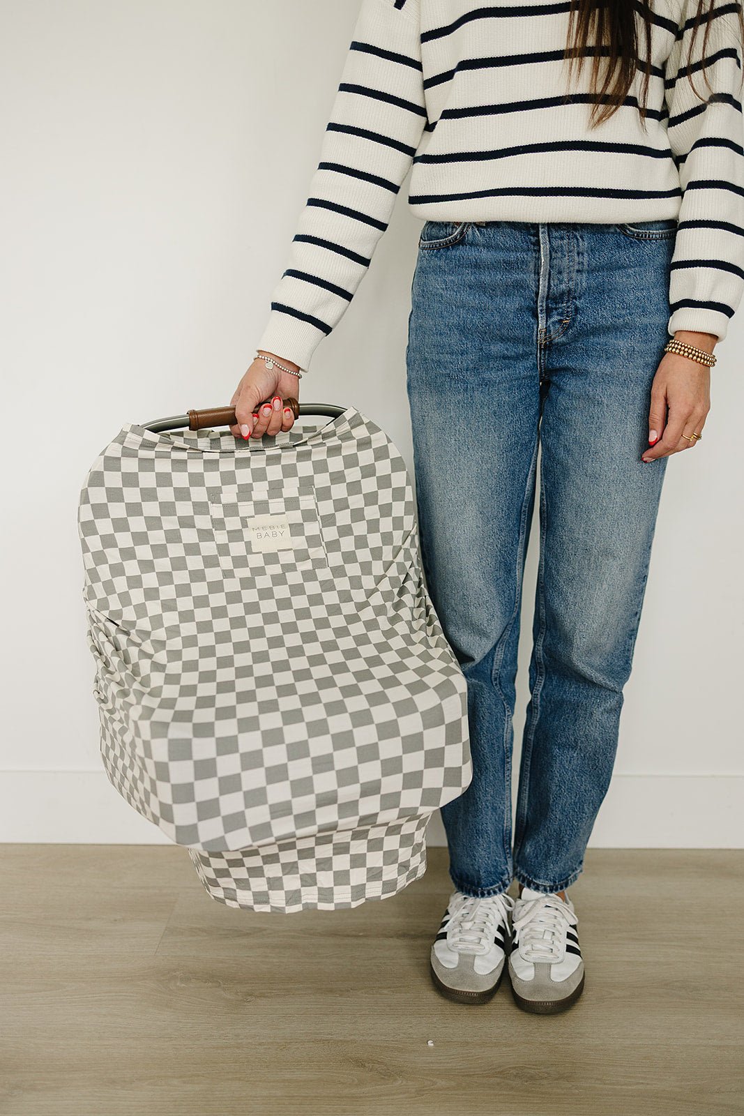 Mebie Baby Light Green Checkered Bamboo Multi - Use Cover - 