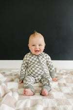 Mebie Baby Light Green Checkered Bamboo Zipper - 