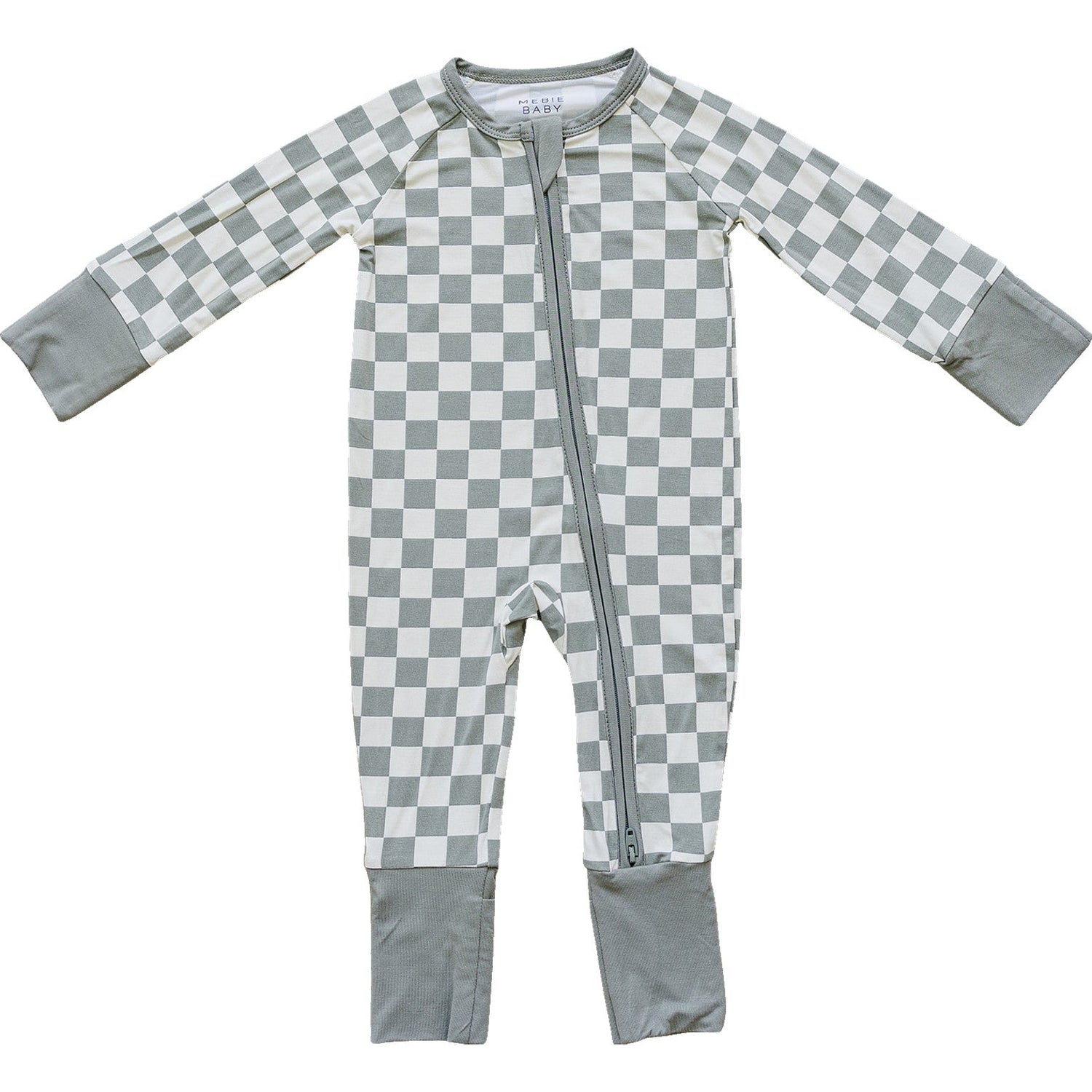 Mebie Baby Light Green Checkered Bamboo Zipper - 