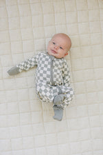 Mebie Baby Light Green Checkered Bamboo Zipper - 