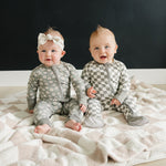 Mebie Baby Light Green Checkered Bamboo Zipper - 