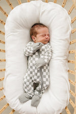 Mebie Baby Light Green Checkered Bamboo Zipper - 