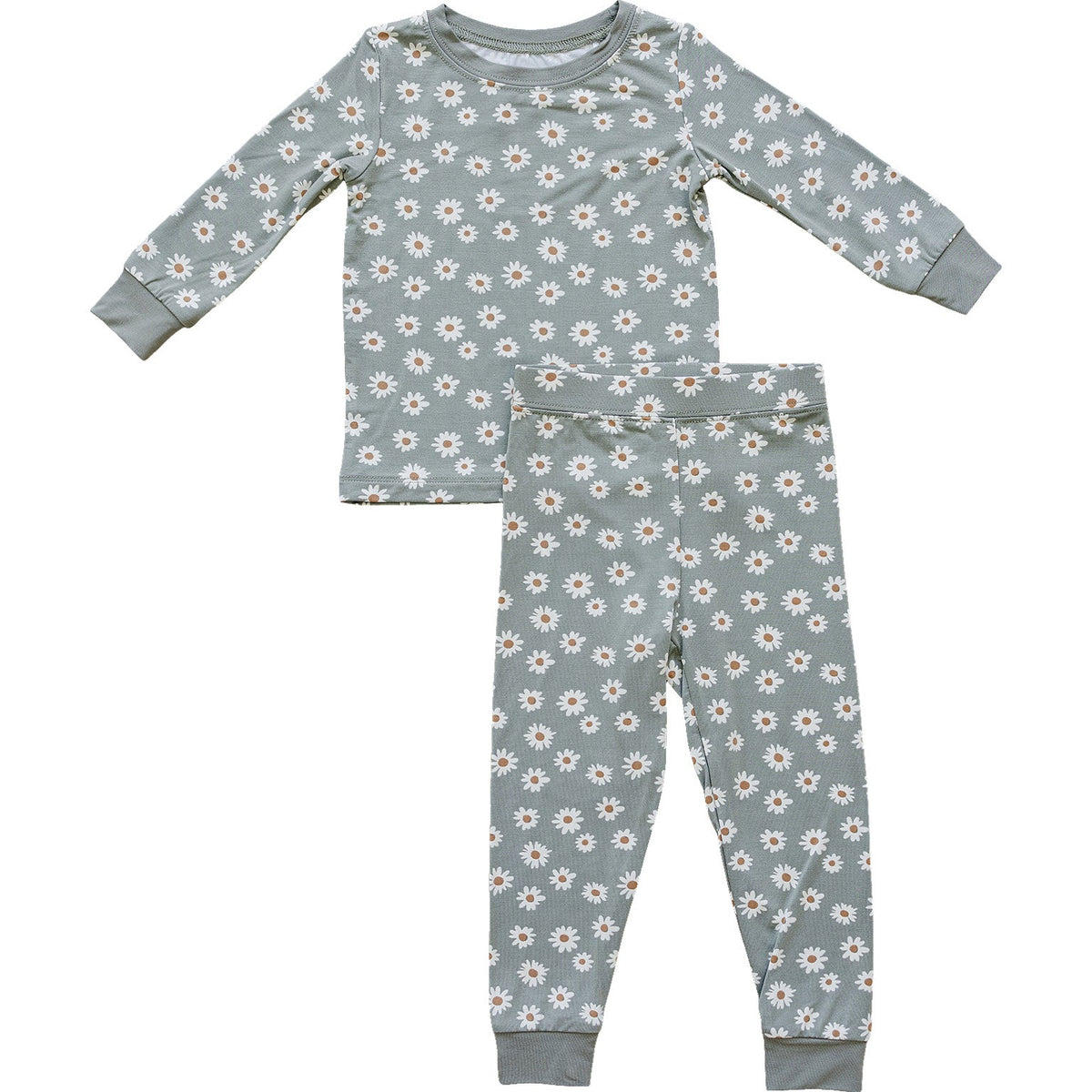 Light Green Daisy Bamboo Cozy Set - Nightwear, Pajamas, Baby & Toddler Clothing, Active Pants, Child | Everetts Place