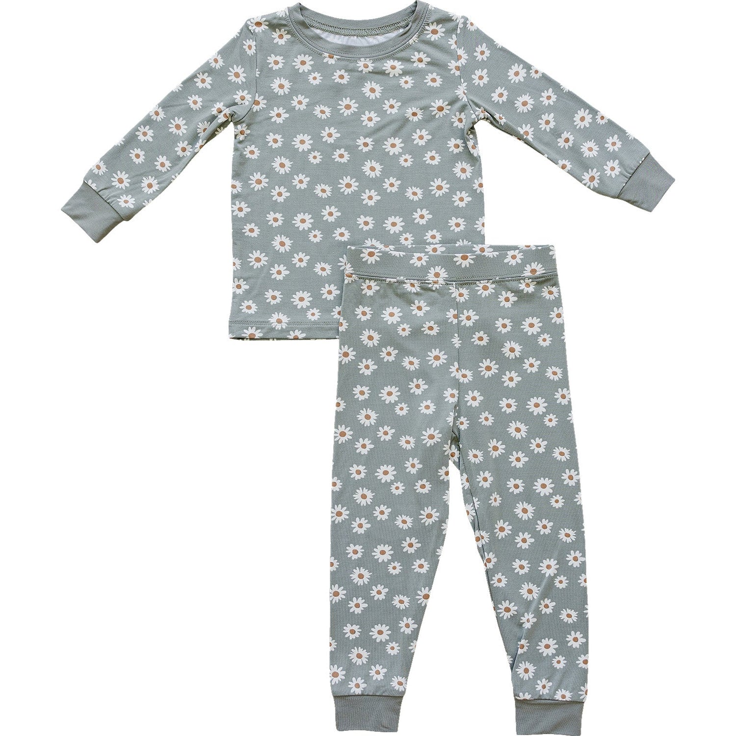 Light Green Daisy Bamboo Cozy Set - Nightwear, Pajamas, Baby & Toddler Clothing, Active Pants, Child | Everetts Place