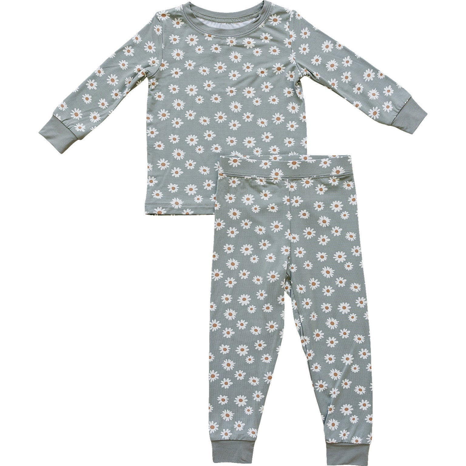 Light Green Daisy Bamboo Cozy Set - Nightwear, Pajamas, Baby & Toddler Clothing, Active Pants, Child | Everetts Place