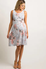 Light Grey Floral Sleeveless Maternity Dress - Shoulder, Day Dress, One-piece garment, Dress, Cocktail dress | Everetts Place