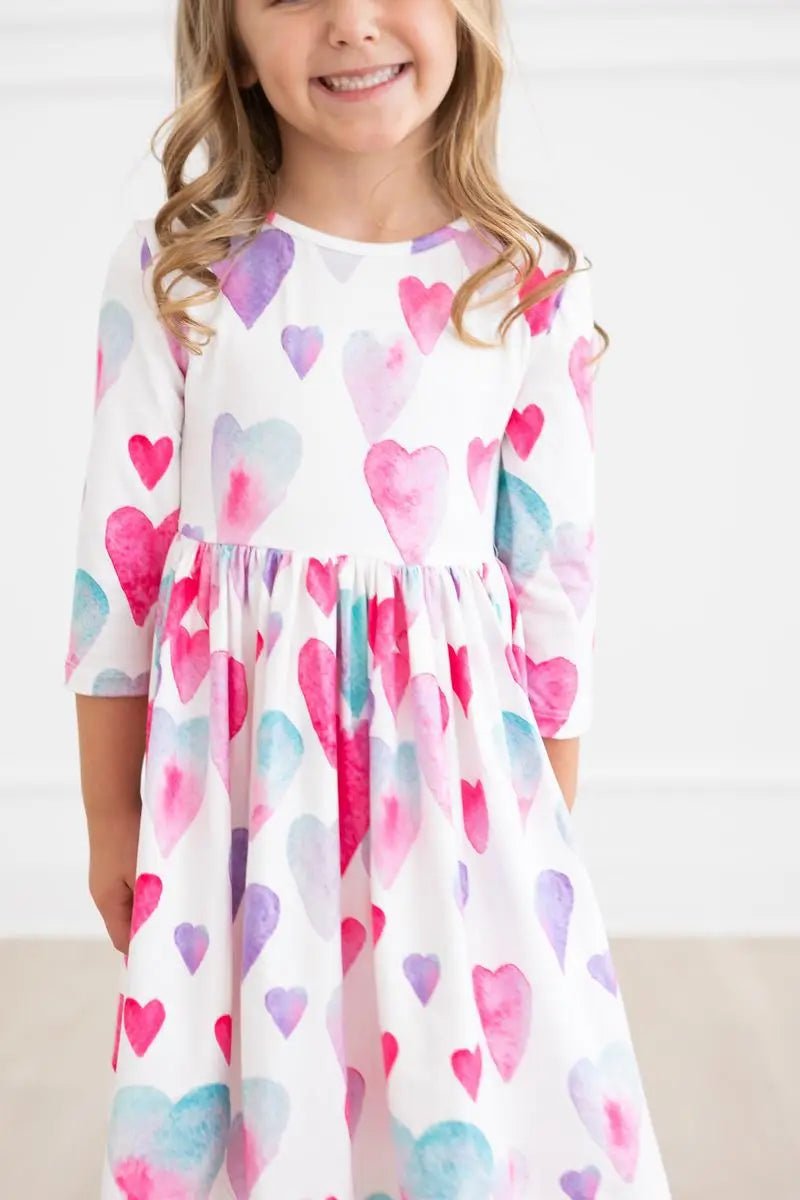 Mila & Rose ® Light Hearted 3/4 Sleeve Pocket Twirl Dress - 
