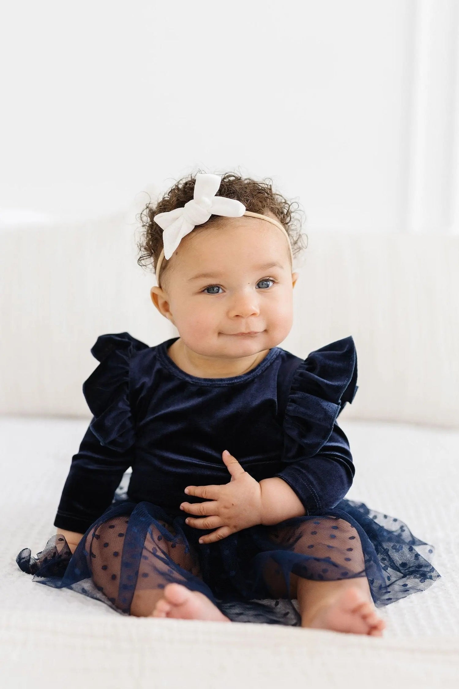 Mila & Rose ® Light Navy Velvet Tutu Bodysuit - 