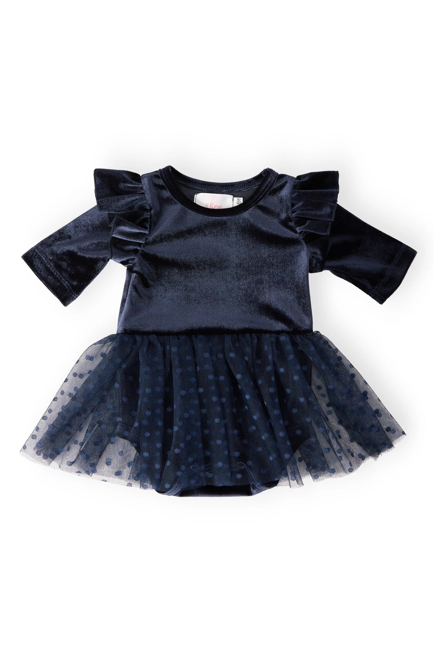 Mila & Rose ® Light Navy Velvet Tutu Bodysuit - 