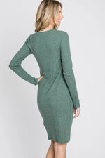 PinkBlush Light Olive Knit Long Sleeve Dress - 