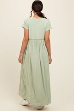 PinkBlush Light Olive Ruffle Trim Maxi Dress