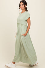PinkBlush Light Olive Ruffle Trim Maxi Dress